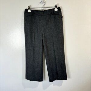 Talbots Pants Cropped Capri Size 6 Wool Gray Italy Stretch Wide Leg Mid Rise